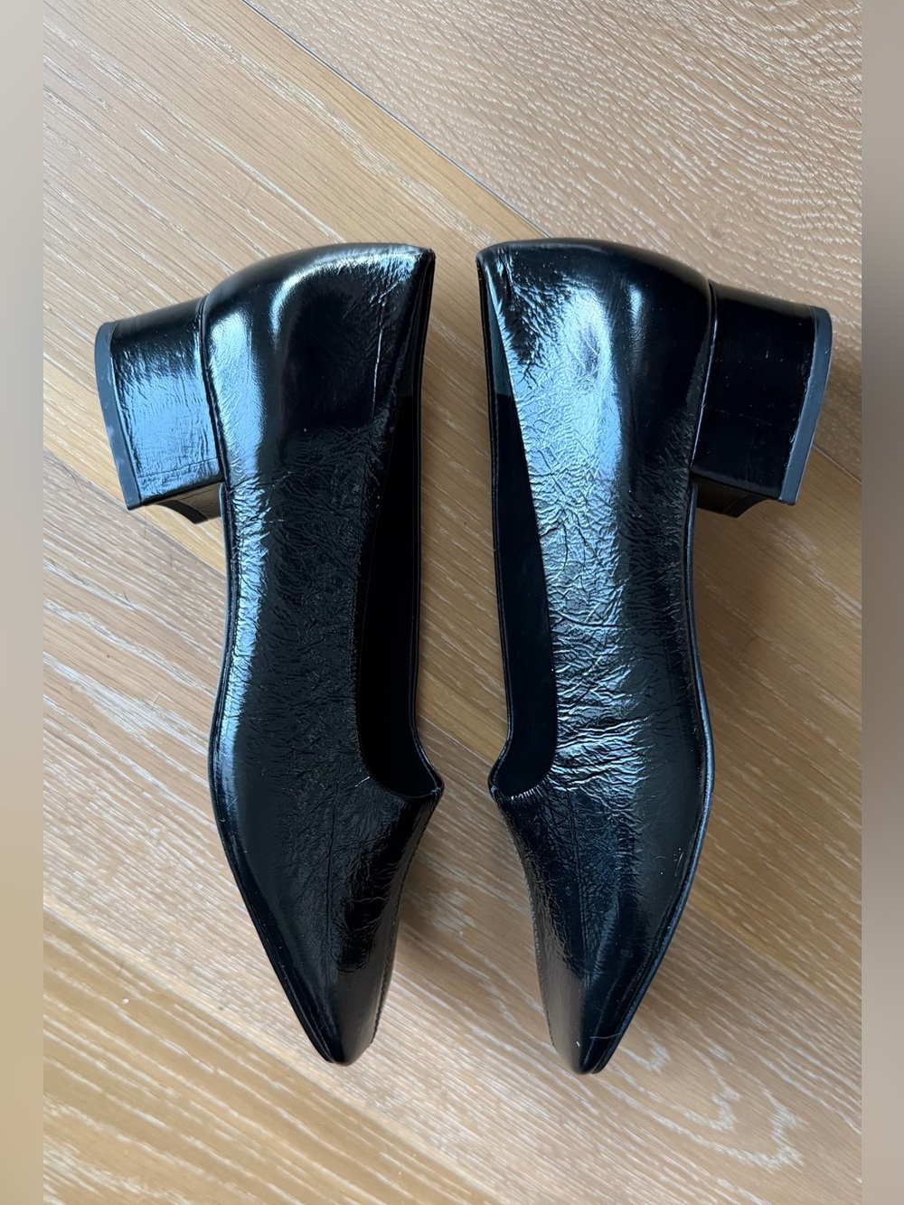 NEW Reformation Inez Black Leather Block Heel Pump 35mm Heel, sz 7.5 - Picture 10 of 13